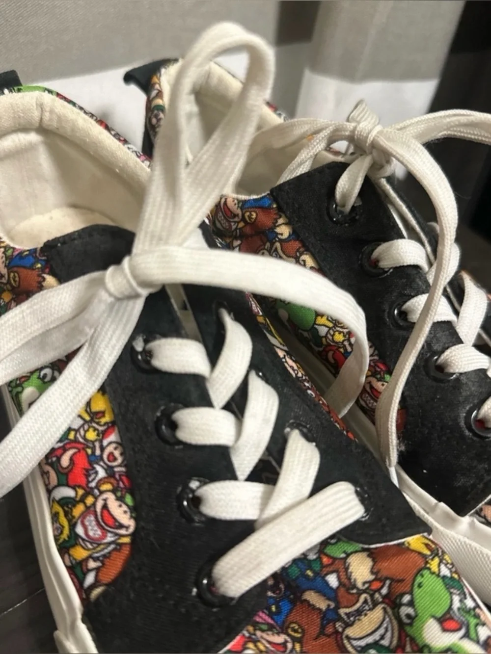 Super Mario X Vans Kids Colorful Cartoon-Print Low-Top Sneakers with White Sole